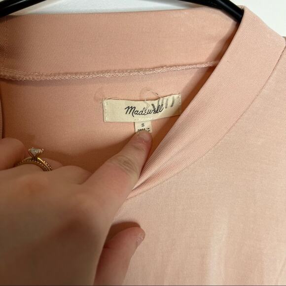 Madewell Sandwashed Mock Neck Tee In Sheer Pink Size Small - Picture 4 of 7